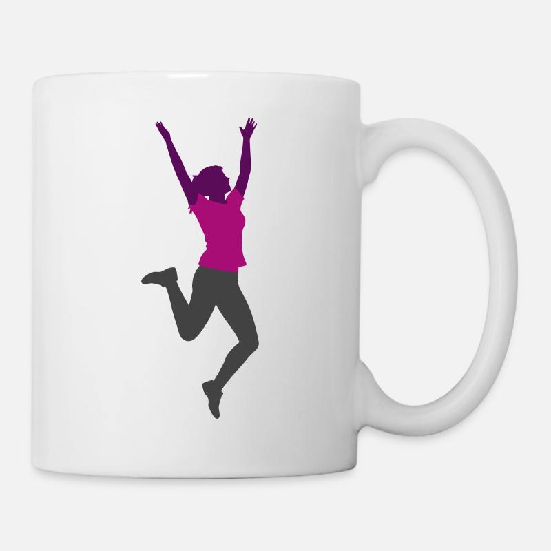 Frau springend - Tasse - Weiß