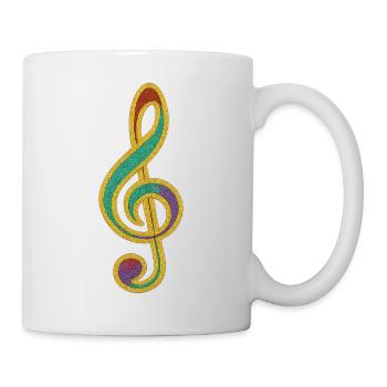 Buntes Glitzer-Violinschlüssel-Design - Tasse - Weiß - Rechts