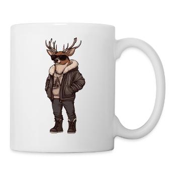 Hirsch Cool Winter - Tasse - Weiß - Rechts