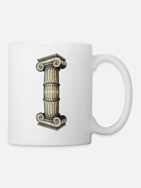Antike Säulenkolonne Illustration - Tasse - Weiß