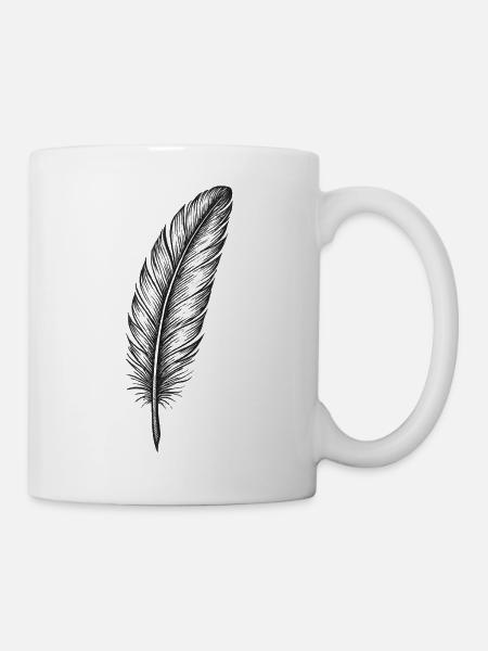 Glimmernde Feder in Schwarz - Tasse - Weiß