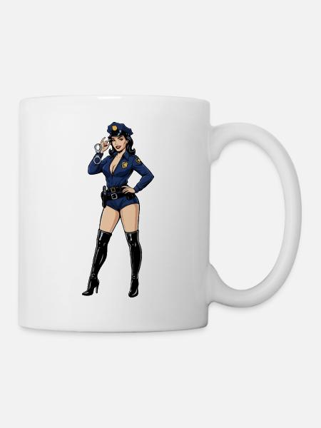 Pin-up-Polizist - Tasse - Weiß