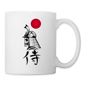 Schwarzer Samurai und Rote Sonne - Tasse - Weiß - Rechts