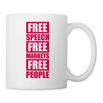 Free Speech Markets People Libertarian Freedom Logo - Mug - white - Right