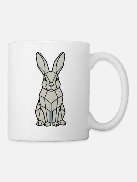 Geometrischer Hase Low Poly Modern - Tasse - Weiß
