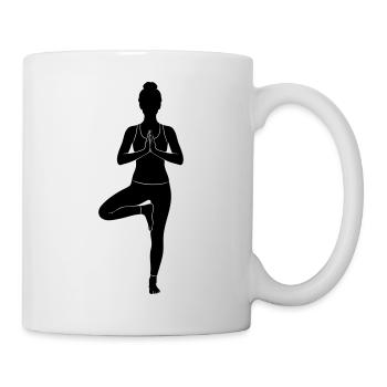 Silhouette de yoga en posture de l’arbre - Mug blanc - blanc - Droite