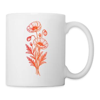 Style minimaliste d’art en ligne de coquelicot - Mug blanc - blanc - Droite