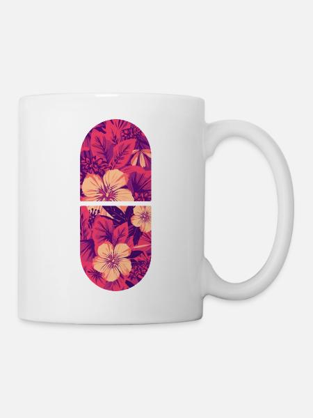 Neon Hibiskus Tropenflora - Tasse - Weiß
