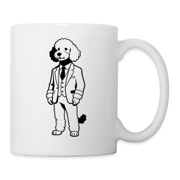 Doodle-Hund im Anzug - Tasse - Weiß - Rechts