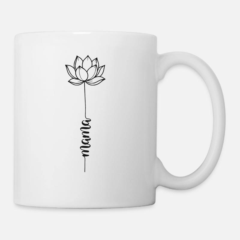 Lotusblume mit Mama Schriftzug Muttertag Geschenk - Tasse - Weiß