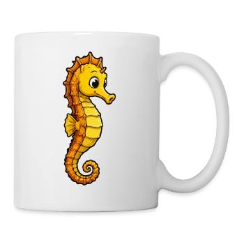 Hippocampe jaune en dessin animé - Mug blanc - blanc - Droite