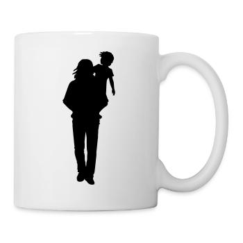 Vater Kind Silhouette Spazieren Familie Papa Liebe - Tasse - Weiß - Rechts