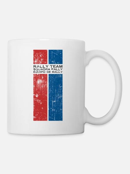 Rally Team in EN, IT, ES und klassischen Stripes - Tasse - Weiß