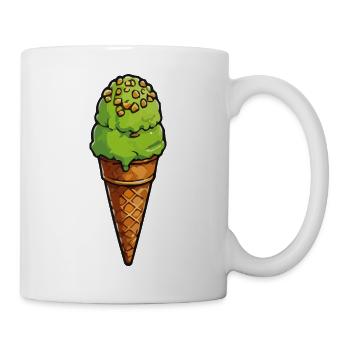Glace verte pistache sur zone gaufre - Mug blanc - blanc - Droite