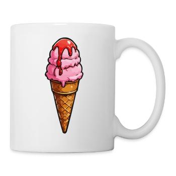 Cartoon Eiscreme Rosa Kugeln Sirup - Tasse - Weiß - Rechts