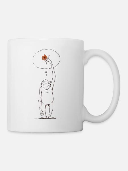Affe Primat Dschungelbewohner Niedlich Urwald - Tasse - Weiß