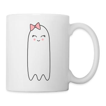Fantôme avec un nœud rose – Un joli design d’Halloween - Mug blanc - blanc - Droite