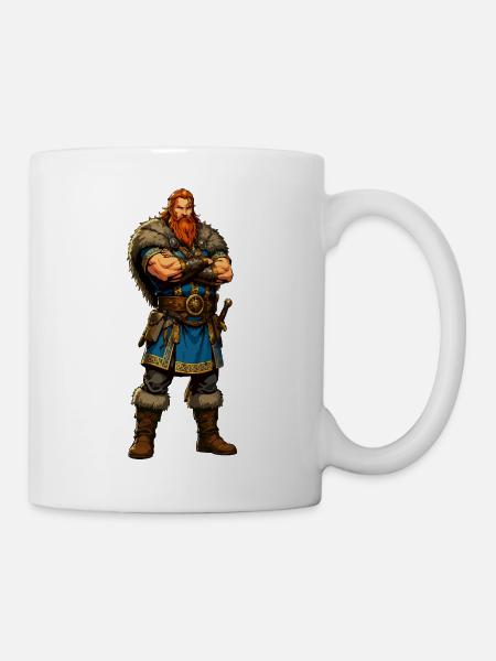 Wikinger-Krieger mit Fellmantel - Tasse - Weiß
