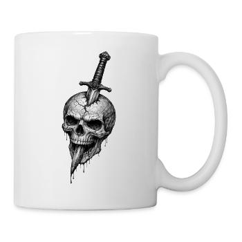Totenkopf mit Dolch Gothic Horror-Grafik - Tasse - Weiß - Rechts