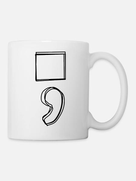 Semikolon handgezeichnet - Tasse - Weiß