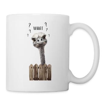 WHAT? – Lustiger verwirrter Vogelstrauß - Tasse - Weiß - Rechts