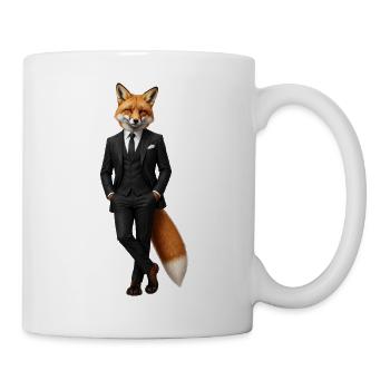 Eleganter Fuchs im schwarzen Smoking - Tasse - Weiß - Rechts