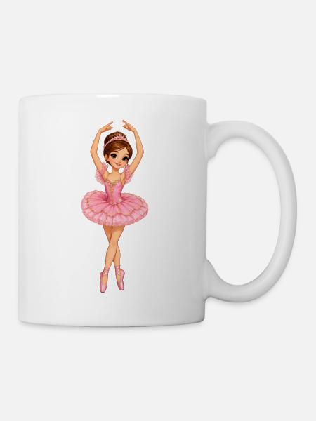 Rosa Balletttänzerin Design - Tasse - Weiß