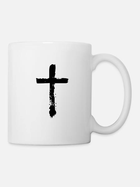 Kreuz schwarz - Tasse - Weiß
