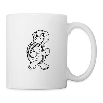 Funny illustration of cartoon turtle - Mug - white - Right