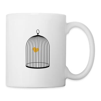 fliegendes Herz mit Flügeln im Käfig gefangen - Tasse - Weiß - Rechts