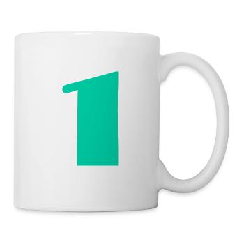 1 AN. 1er ANNIVERSAIRE. ANNIVERSAIRE 1 AN. 1. UN - Mug blanc - blanc - Droite