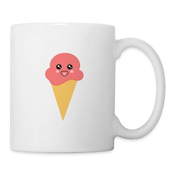Eis Eiscreme Erdbeereis - Tasse - Weiß - Rechts