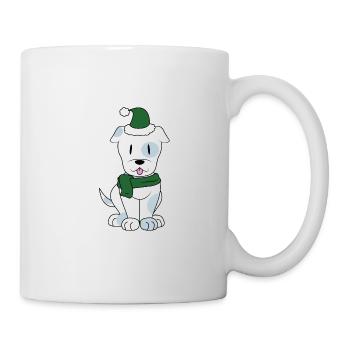 Süßer Hund mit Schal Hündchen Welpe Winter - Tasse - Weiß - Rechts