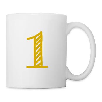 1 JAHR. 1. GEBURTSTAG. GEBURTSTAG 1 JAHR. ZIFFER - Tasse - Weiß - Rechts