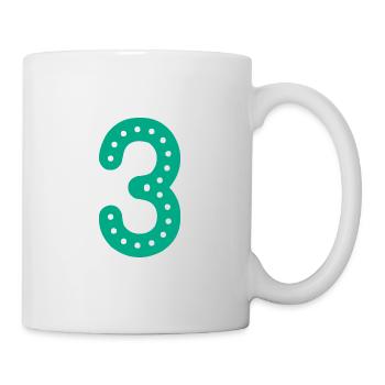 3 JAHRE. 3. JAHRESTAG. GEBURTSTAG 3 JAHRE. 3 - Tasse - Weiß - Rechts