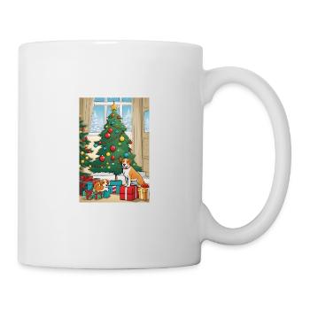 Lustig Hund Weihnachten Weihnachtsbaum Geschenk - Tasse - Weiß - Rechts