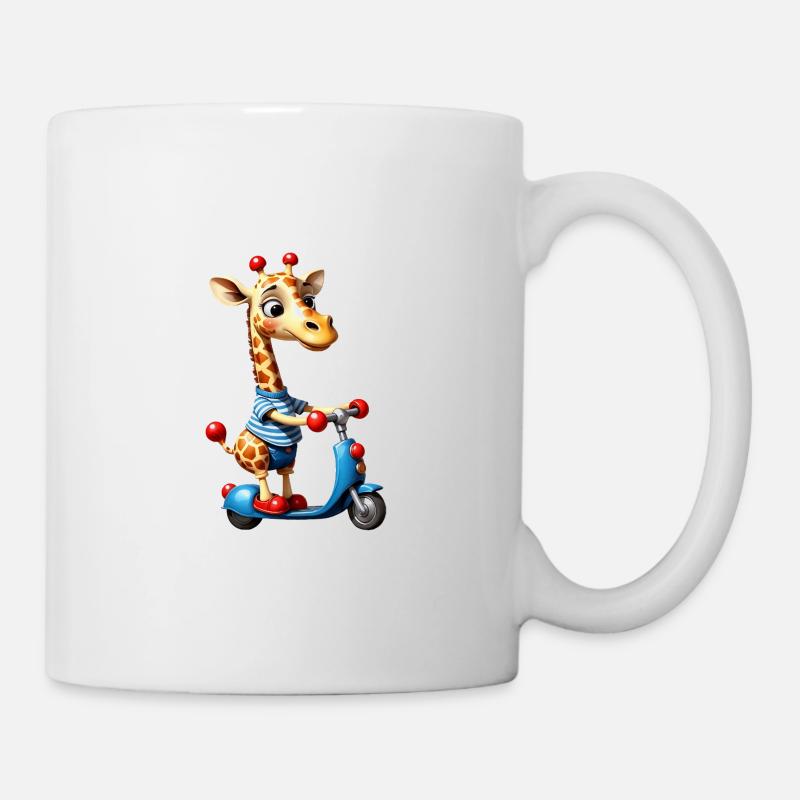Giraffe Tina hat gelernt mit dem Roller zu - Tasse - Weiß