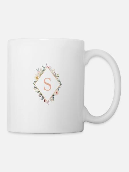 S Monogramm , Floral, Boho - Tasse - Weiß
