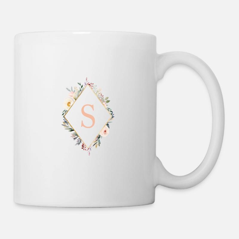 S Monogramm , Floral, Boho - Tasse - Weiß