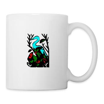 Blauer Reiher im Blattwerk - Tasse - Weiß - Rechts