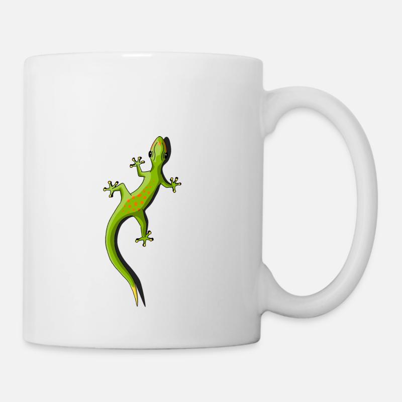 Gecko Echse Reptil süß klettern Tier Geschenk - Tasse - Weiß