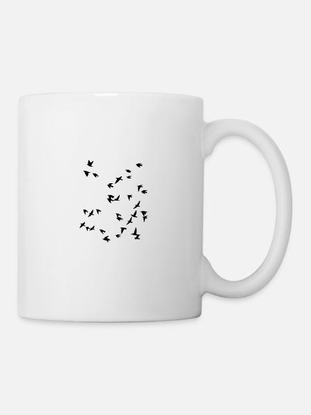 Vogel Schwarm Fliegen - Tasse - Weiß
