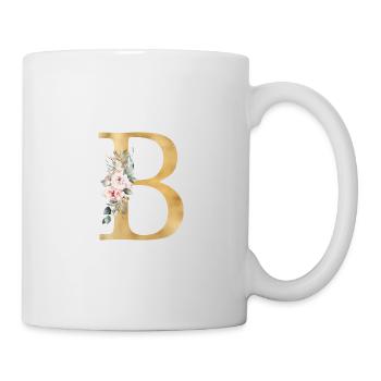 Personalisierbar Monogramm B Floral - Tasse - Weiß - Rechts