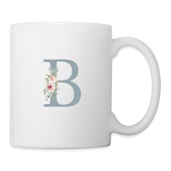 B| Monogram | Eucalyptus Pastel Flower Blue - Mug - white - Right