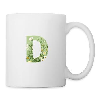 Letter D, Monogram, Floral Pattern - Mug - white - Right