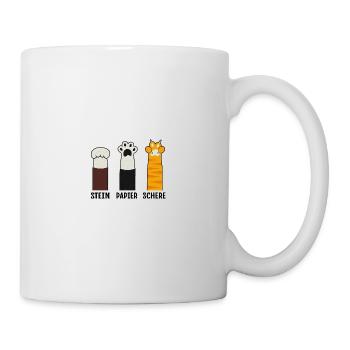 Stein Papier Schere Katzenpfoten Handspiel - Tasse - Weiß - Rechts