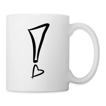 Ausrufezeichen mit Herz Schwarz - Tasse - Weiß - Rechts