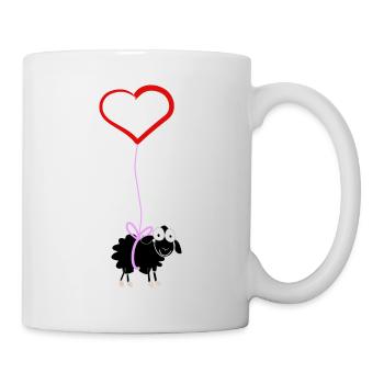 schwarzes Schaf mit Herz - Tasse - Weiß - Rechts