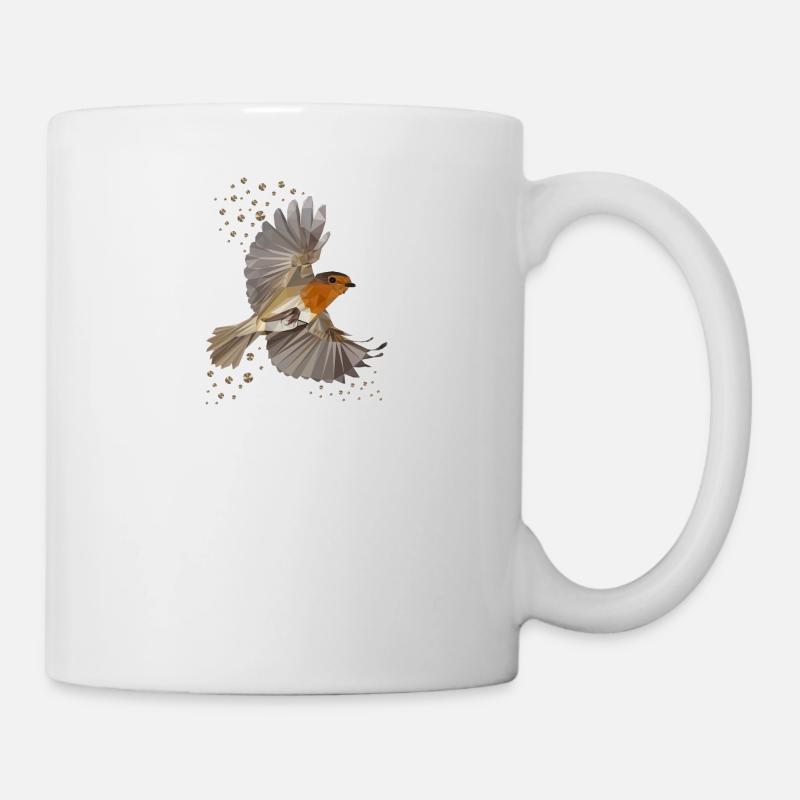 Rotkehlchen in Polygon-Art - Tasse - Weiß