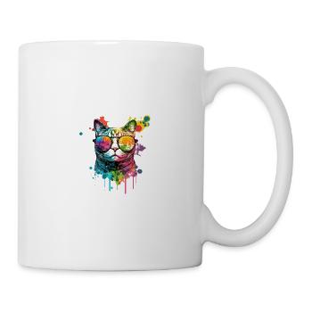 Colorful cat with sunglasses - Mug - white - Right